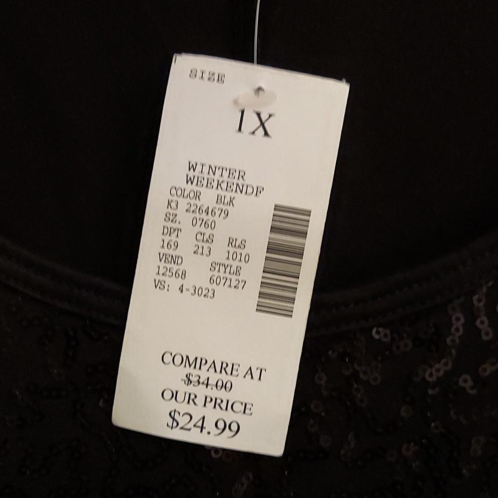 FASHION BUG Black Sequinned Round Neck Sleeveless Tank Top - Picture 3 of 12